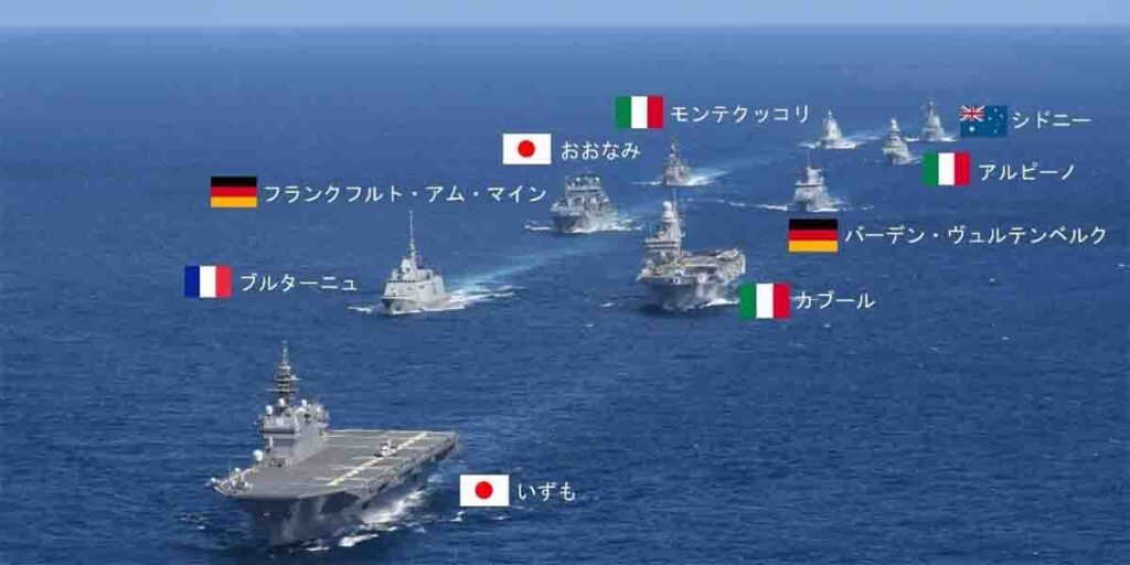 【海上自衛隊、日本近海で日豪伊独仏共同訓練を実施】護衛艦いずも、おおなみが参加