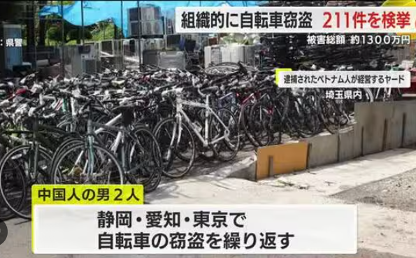 中国籍とベトナム国籍の男5人を逮捕…静岡県や愛知県などで繰り返し自転車を盗み被害総額1300万